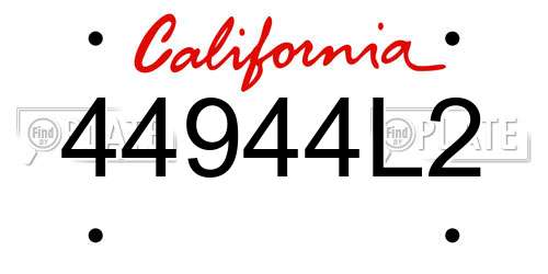 44944L2 California License Plate