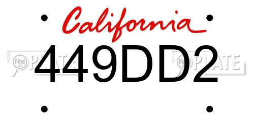 449DD2 California License Plate