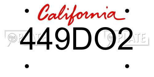 449DO2 California License Plate