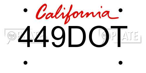 449DOT California License Plate