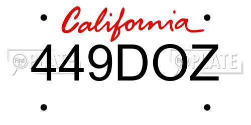 449DOZ California License Plate