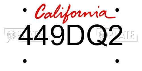 449DQ2 California License Plate
