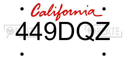 449DQZ California License Plate