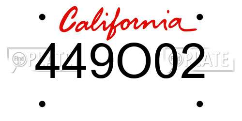 449O02 California License Plate