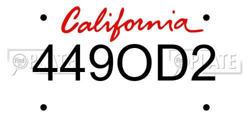 449OD2 California License Plate