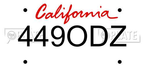 449ODZ California License Plate