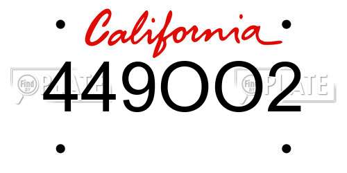 449OO2 California License Plate