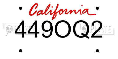 449OQ2 California License Plate