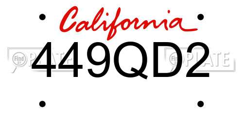 449QD2 California License Plate