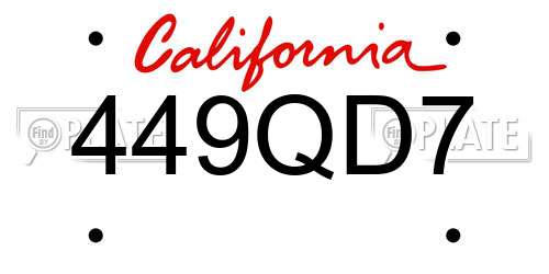 449QD7 California License Plate