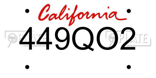 449QO2 California License Plate