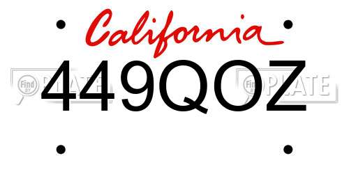 449QOZ California License Plate