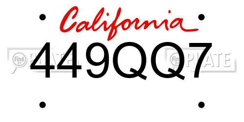 449QQ7 California License Plate
