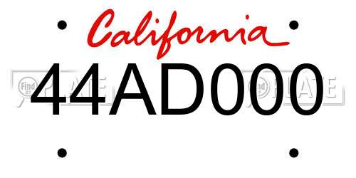 44AD000 California License Plate