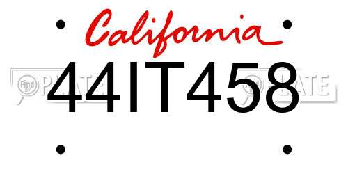 44IT458 California License Plate