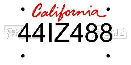 44IZ488 California License Plate