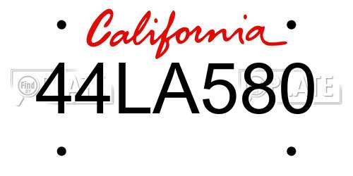 44LA580 California License Plate