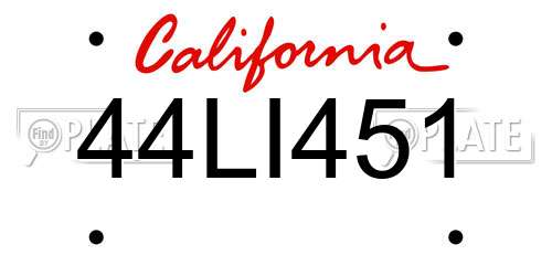 44LI451 California License Plate