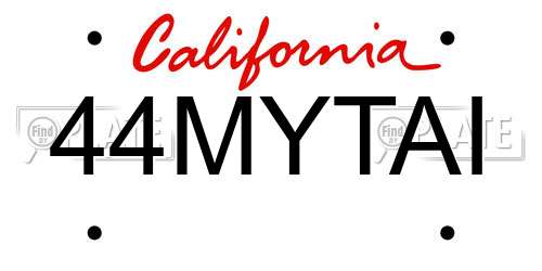 44MYTAI California License Plate
