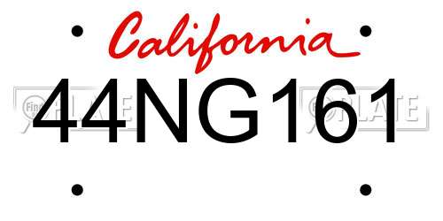 44NG161 California License Plate