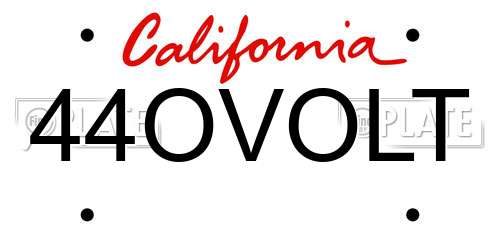 44OVOLT California License Plate