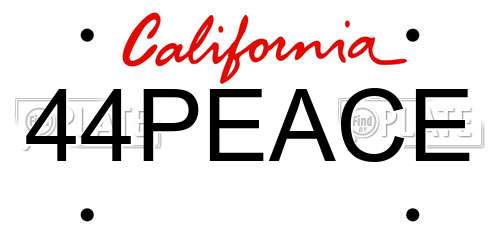44PEACE California License Plate
