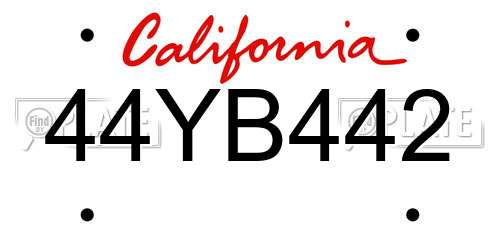 44YB442 California License Plate