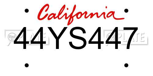 44YS447 California License Plate