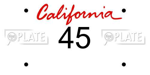 45 California License Plate