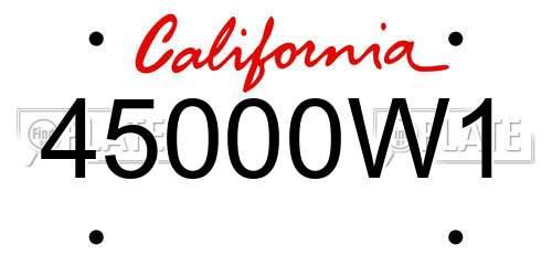 45000W1 California License Plate