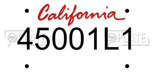 45001L1 California License Plate