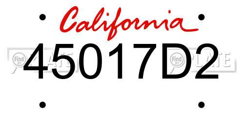45017D2 California License Plate