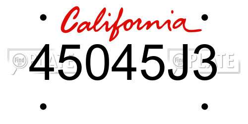 45045J3 California License Plate