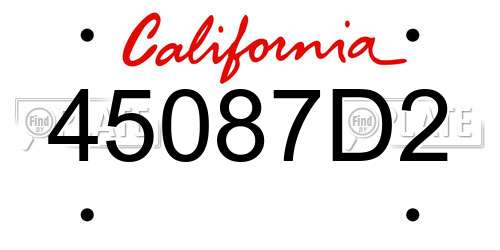 45087D2 California License Plate