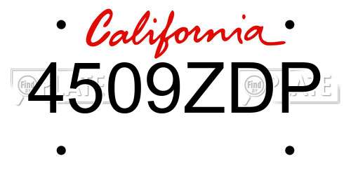 4509ZDP California License Plate
