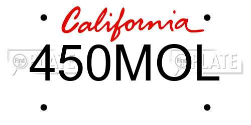 450MOL California License Plate