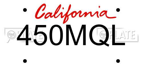450MQL California License Plate