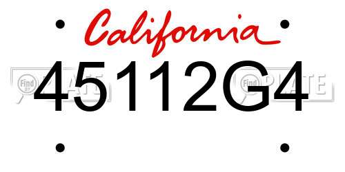 45112G4 California License Plate