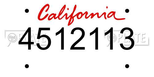 4512113 California License Plate