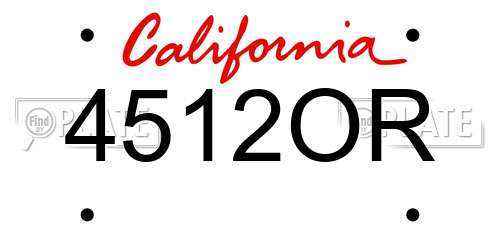 4512OR California License Plate