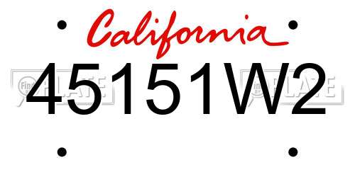 45151W2 California License Plate