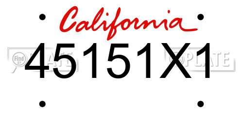 45151X1 California License Plate