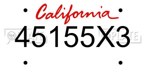 45155X3 California License Plate