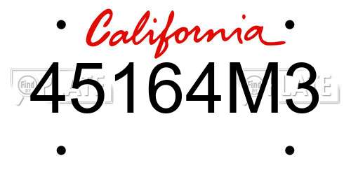 45164M3 California License Plate