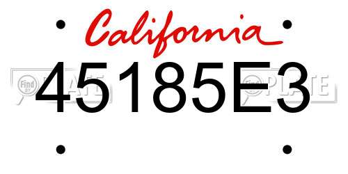 45185E3 California License Plate