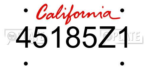 45185Z1 California License Plate