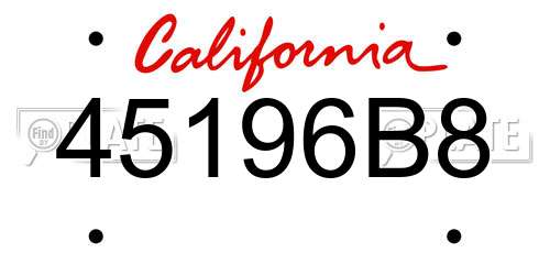 45196B8 California License Plate