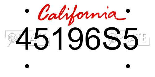 45196S5 California License Plate