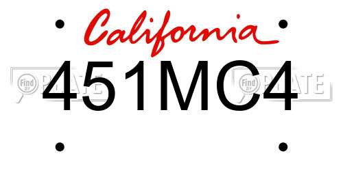 451MC4 California License Plate