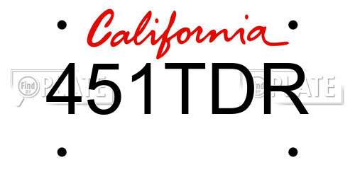 451TDR California License Plate